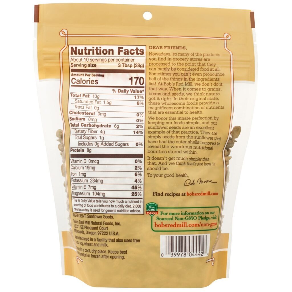 Bob's Red Mill, Sementes de Girassol Descascadas, 10 oz (283 g) - Imagem 2