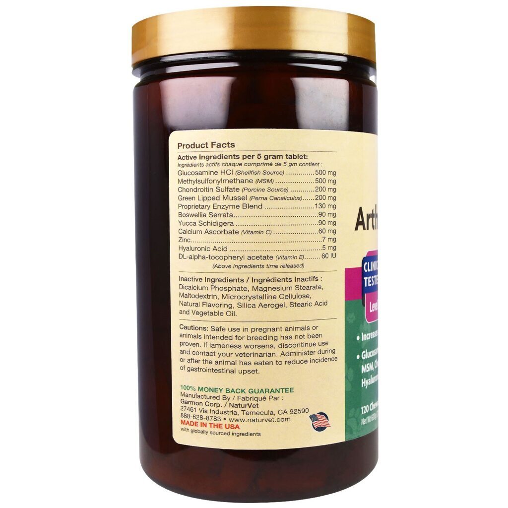 NaturVet, ArthriSoothe-GOLD, Cuidados Avançados, Nível 3, 120 Comprimidos Mastigáveis, 600 g (21 oz) - Imagem 2