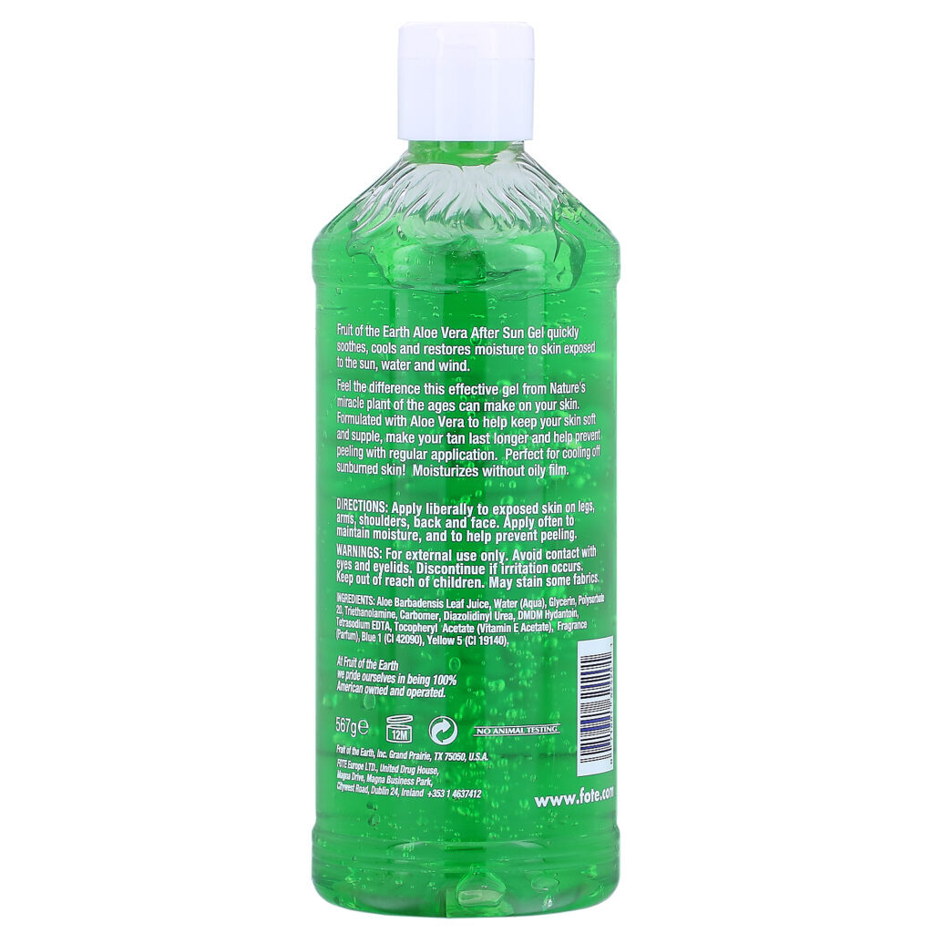 Fruit of the Earth, Aloe Vera, After Sun Gel, 20 oz (567 g) - Imagem 2