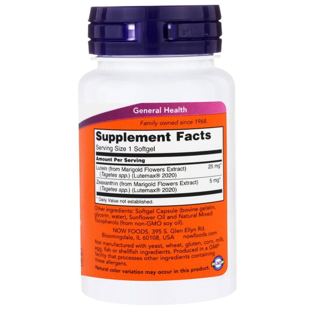 Now Foods, Luteína e zeaxantina, 60 Softgels - Imagem 2