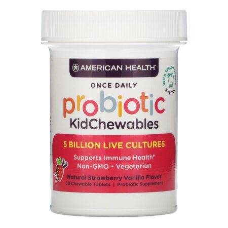 American Health, Probiotic KidChewables, Natural Strawberry Vanilla Flavor, 5 Billion Live Cultures , 30 Chewable Tablets - Image 3