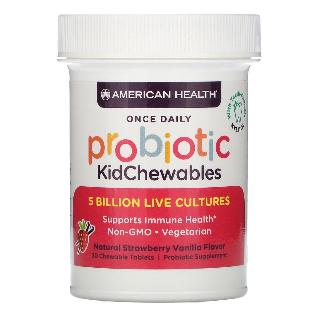 American Health, Probiotic KidChewables, Natural Strawberry Vanilla Flavor, 5 Billion Live Cultures , 30 Chewable Tablets - Imagem 3
