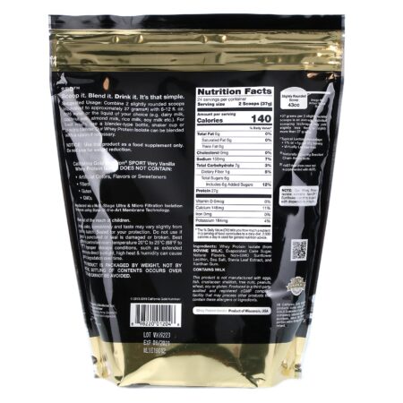 California Gold Nutrition, Isolado de Proteína Whey com Sabor Concentrado Baunilha, 908 g (2 lbs) - Image 2