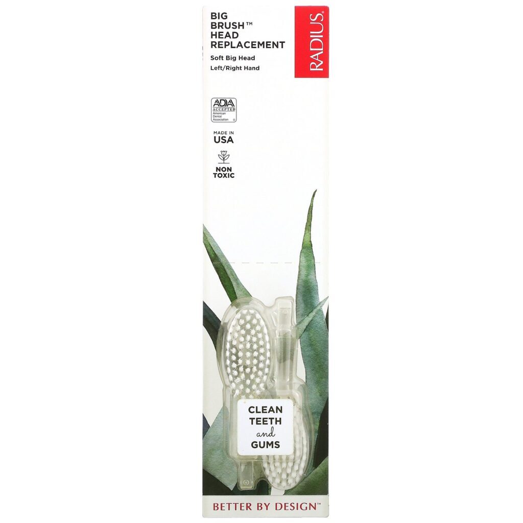 RADIUS, Big Brush Head Replacement, Soft, Left/Right Hand, 2 Pack - Imagem 2