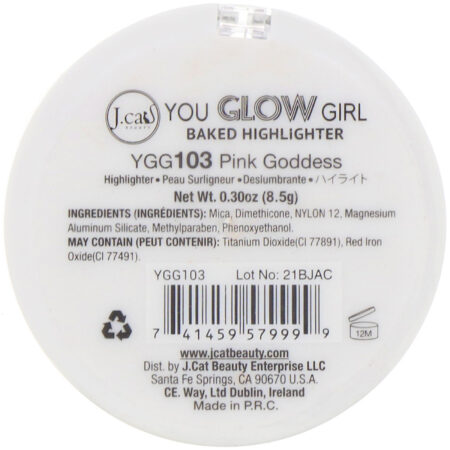 J.Cat Beauty, You Glow Girl, iluminador Baked, YGG103 Pink Goddess, 8,5 g - Image 3