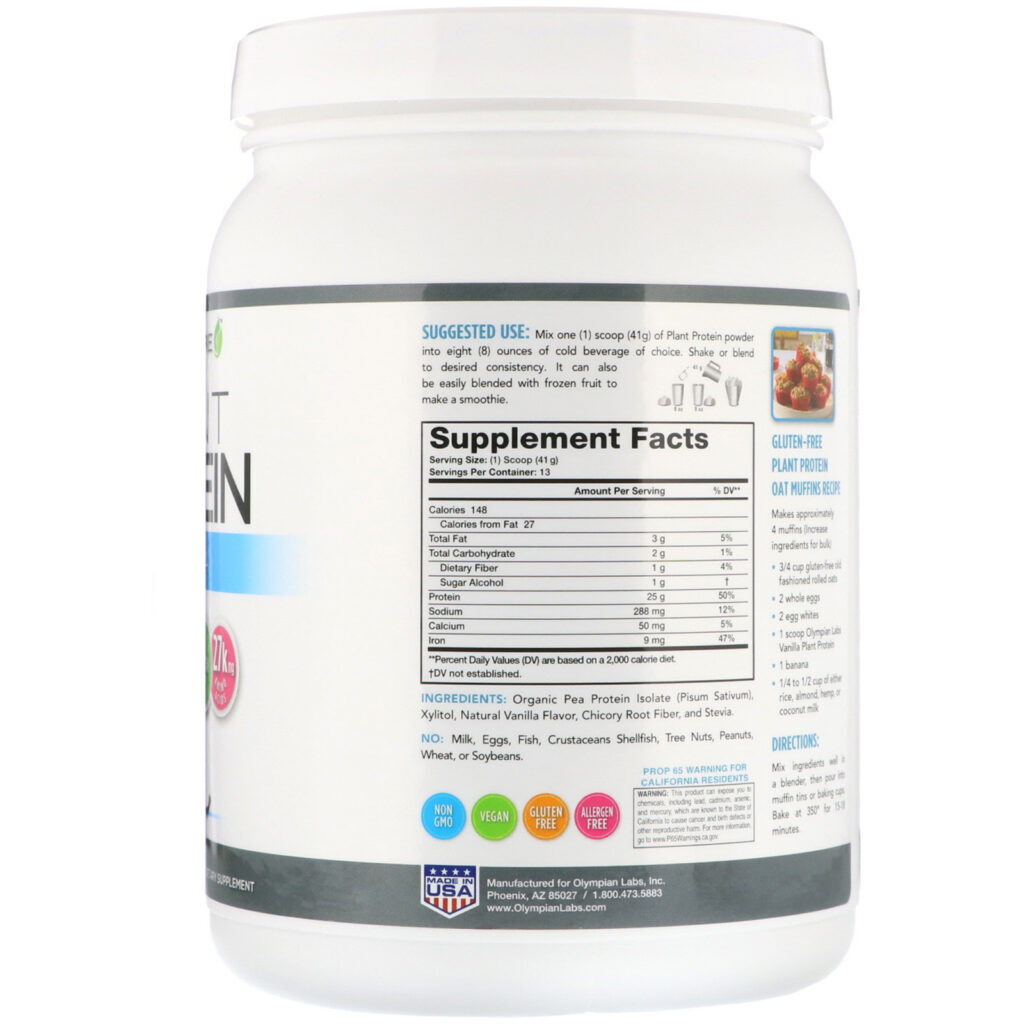 Lean & Pure, Proteína Vegetal, Baunilha, 17,4 oz (534 g) - Imagem 2