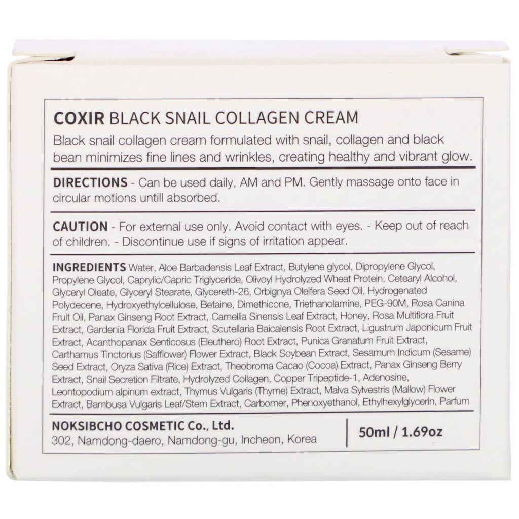 Coxir, Black Snail Collagen, Cream, 1.69 oz (50 ml) - Imagem 4