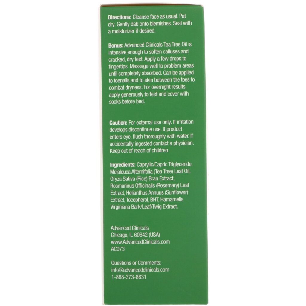 Advanced Clinicals, Tea Tree Oil, 1.8 fl oz (53 ml) - Imagem 3