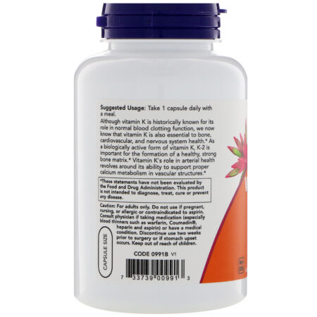 Now Foods, Vitamina K-2, 100 mcg , 250 Cápsulas Vegetarianas - Image 3