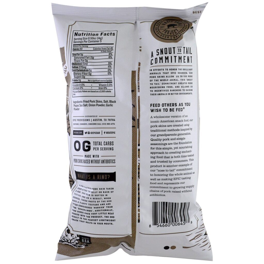 Epic Bar, Toucinho de Porco Artesanal, Sal Marinho e Pimenta, 2,5 oz (70 g) - Imagem 2