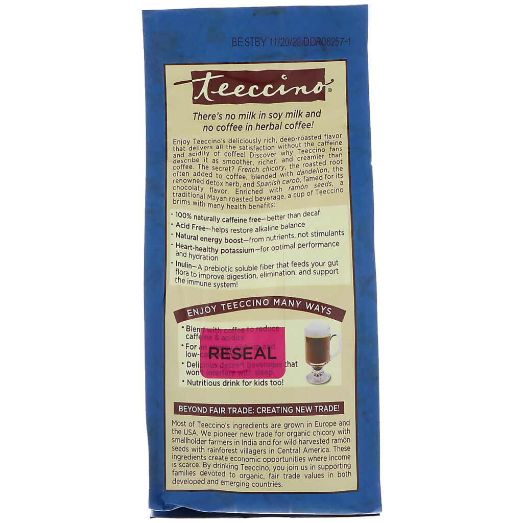 Teeccino, Café Herbal de Chicória, Dandelion Dark Roast, Sem Cafeína, 10 oz (284 g) - Imagem 3