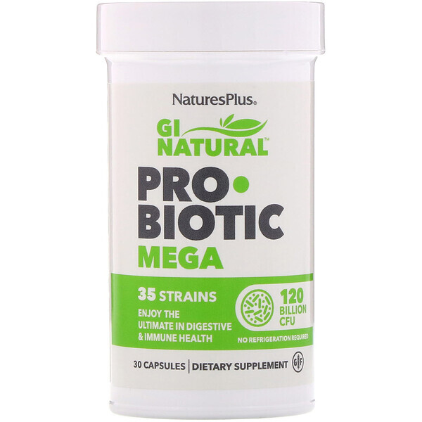 Nature's Plus, GI Natural Probiotic Mega, 120 Bilhões de UFCs, 30 Cápsulas