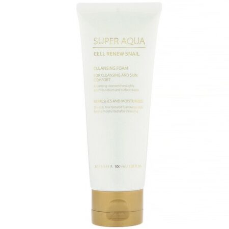 Missha, Super Aqua, Cell Renew Snail, Cleansing Foam, 3.38 fl oz (100 ml)