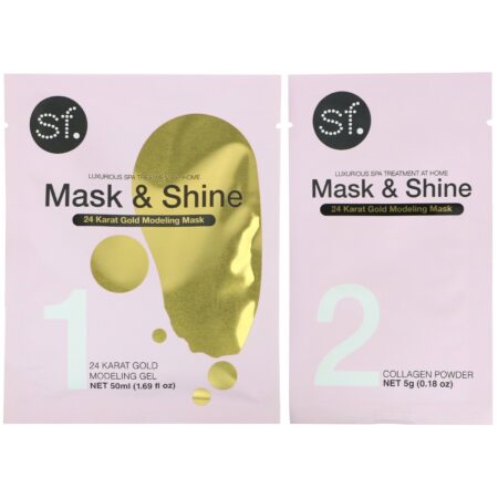 SFGlow, Mask & Shine, 24 Karat Gold Modeling Mask, 4 Piece Kit - Image 3