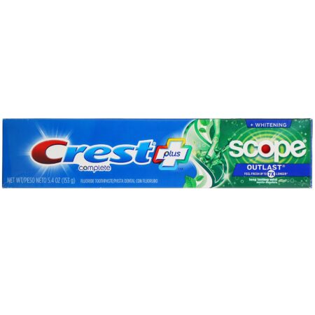 Crest, Complete, Scope, Outlast Plus Whitening, Fluoride Toothpaste, Long Lasting Mint, 5.4 oz (153 g) - Image 2