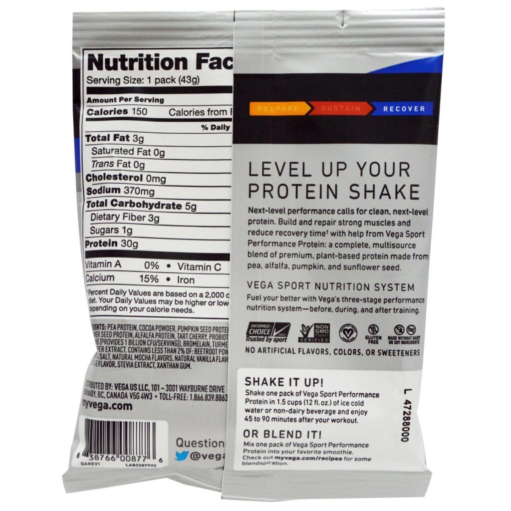 Vega, Sport Performance Protein, Mocha, 1.5 oz (43 g) - Imagem 2