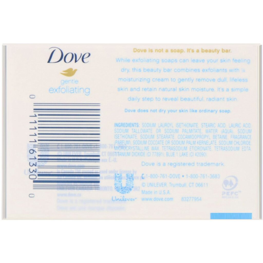 Dove, Sabonete de beleza em barra esfoliante suave, 4 barras, 113 g cada - Imagem 2