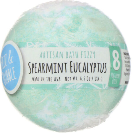 Fizz & Bubble, Esfera de banho efervescente artesanal, Spearmint Eucalyptus, 6,5 oz (184 g)