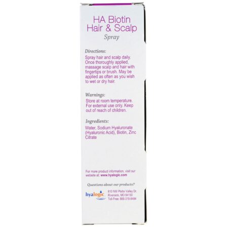 Hyalogic, Spray com HA Biotina para Cabelo e Couro Cabeludo, 118 ml - Image 2