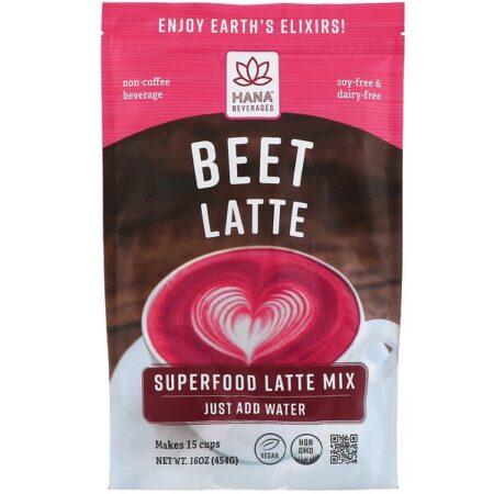 Hana Beverages, Latte de Beterraba, Bebida Superalimento Sem Café, 16 oz (454 g)