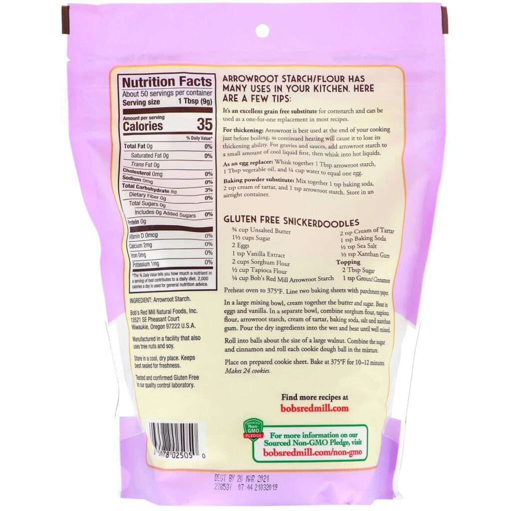 Bob's Red Mill, Amido/Farinha de Araruta, Sem Glúten, 16 oz (454 g) - Imagem 2