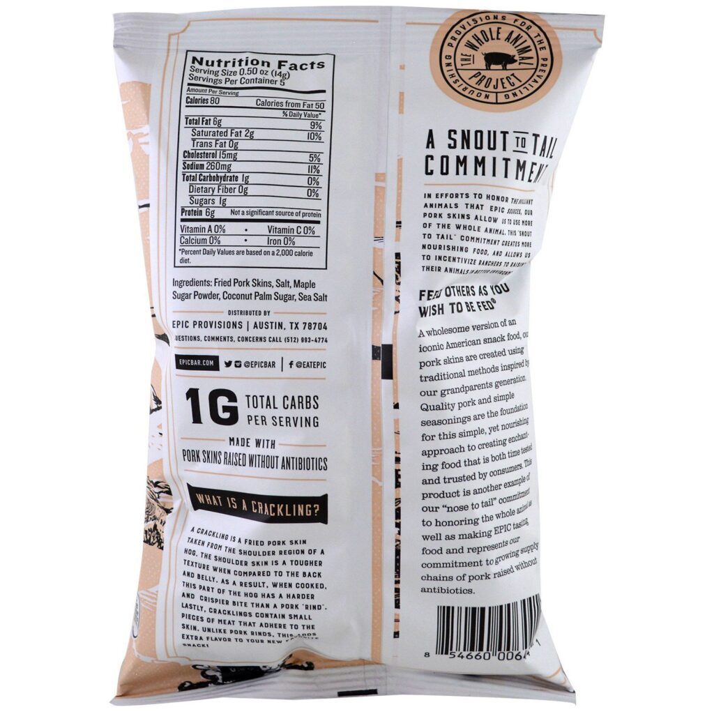 Epic Bar, Pururuca de Porco Artesanal, Tempero Bordo e Bacon, 2,5 oz (70 g) - Imagem 2