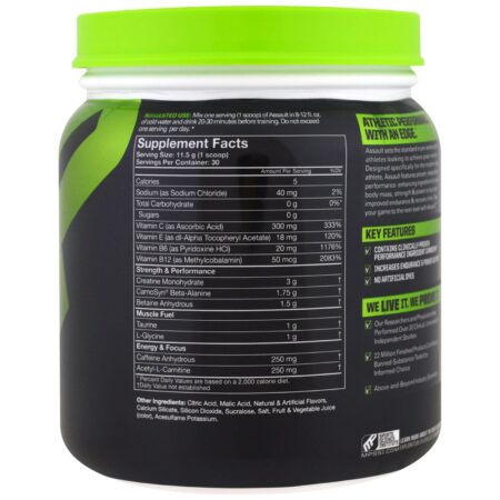 MusclePharm, Assault Energy + Strength, Pré-Treino, Melancia, 345 g (12,17 oz) - Image 2