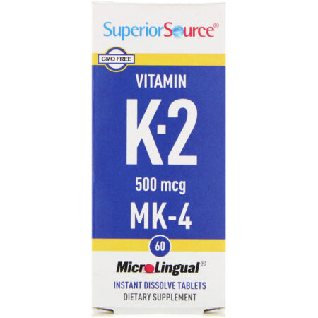 Superior Source, Vitamina K-2, 500 mcg, 60 comprimidos microlinguais solúveis instantâneos