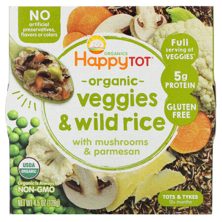 Happy Family Organics, Happy Tot, 12+ Months, Organic Veggies & Wild Rice with Mushrooms & Parmesan, 4.5 oz (128 g)