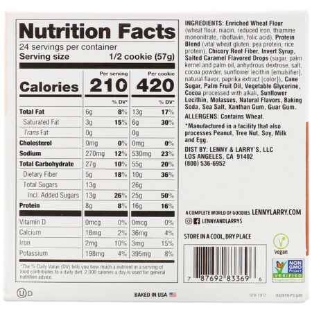 Lenny & Larry's, The COMPLETE Cookie, Salted Caramel, 12 Cookies, 4 oz (113 g) Each - Image 3