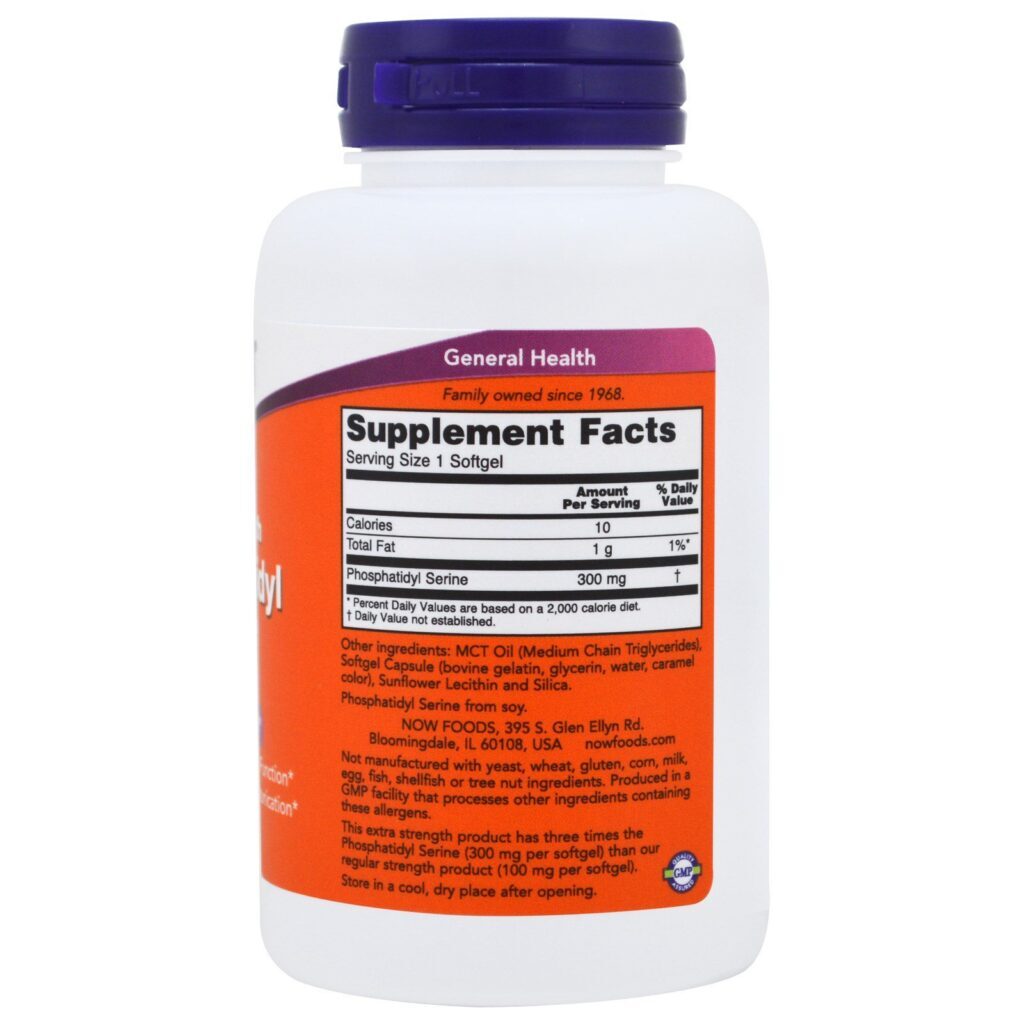 Now Foods, Fosfatidilserina Extrapotente, 300 mg, 50 Softgels - Imagem 2