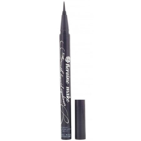 KissMe, Heroine Make, Delineador líquido suave, longa duração, à prova d’água, #01 Super Preto, 0,4 ml (0,014 fl oz)