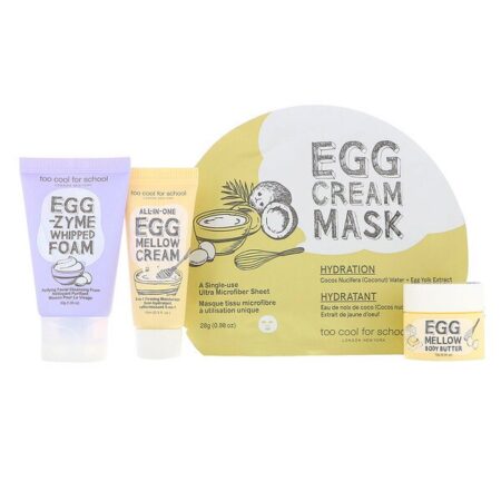 Too Cool for School, Minikit de Tratamento para a Pele Egg-ssential, Kit com 4 Itens