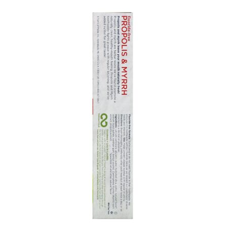 Tom's of Maine, Natural Antiplaue, Propolis & Myrrh Toothpaste, Fluoride-Free, Spearmint, 5.5 oz (155.9 g) - Image 3