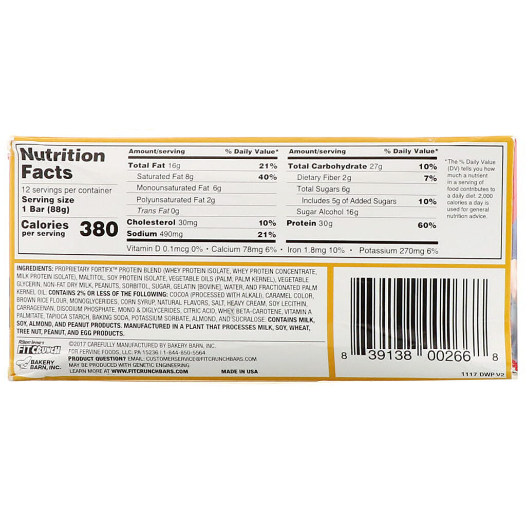 FITCRUNCH, Whey Protein Baked Bar, Caramel Peanut, 12 Bars, 3.10 oz (88 g) Each - Imagem 3