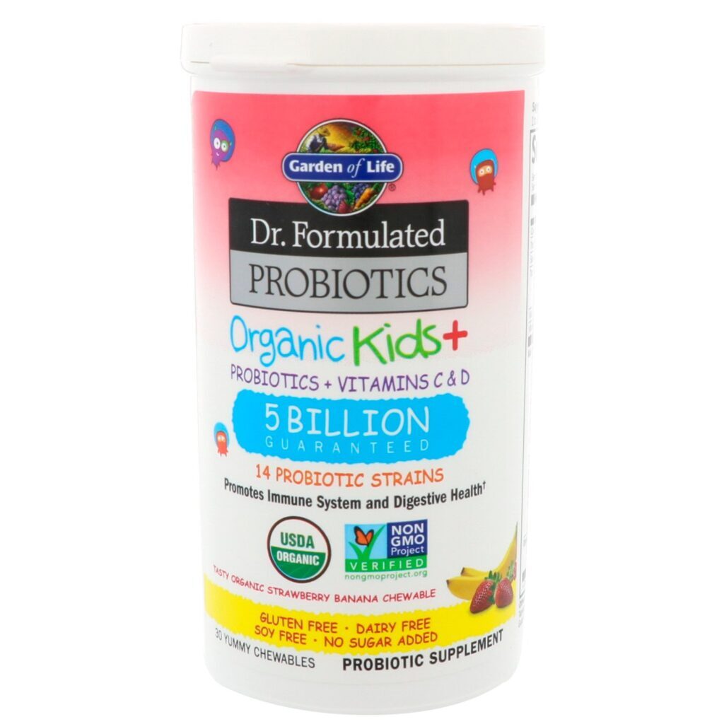 Garden of Life, Dr. Formulated Probióticos, Kids Orgânico +, Banana e Morango Orgânicos Deliciosos, 30 Deliciosos Mastigáveis - Imagem 3