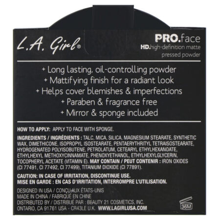 L.A. Girl, Pó compacto fosco Pro Face HD, Nude Beige, 7 g - Image 3