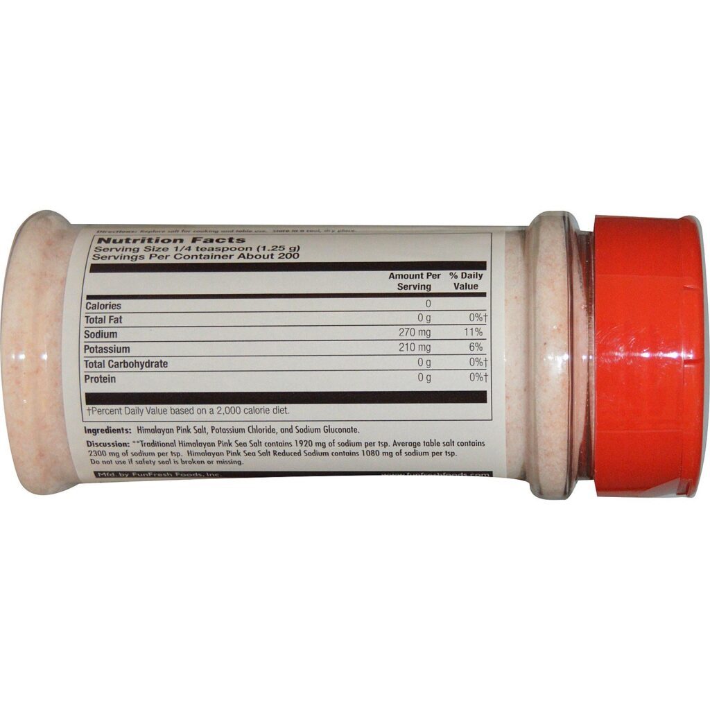 FunFresh Foods, Alimento Real, Sal do Mar Rosa do Himalaia, Teor de Sódio Reduzido, 8.8 oz (250g) - Imagem 2