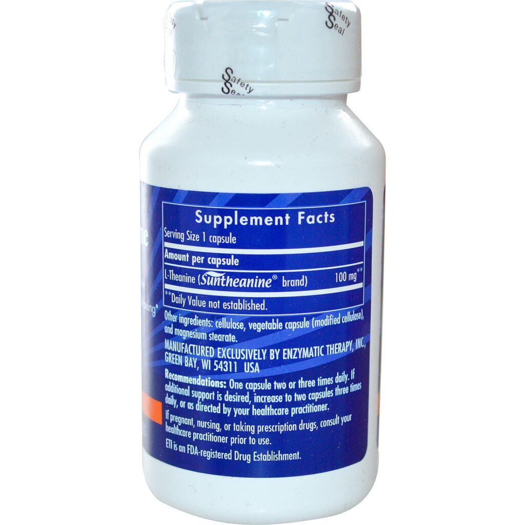 Enzymatic Therapy, L-Theanine, 60 Veg Capsules - Imagem 2
