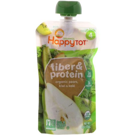 Happy Family Organics, Criança Feliz, Fibra e Proteína, Mistura de Frutas e Vegetais, Fase 4, 113g