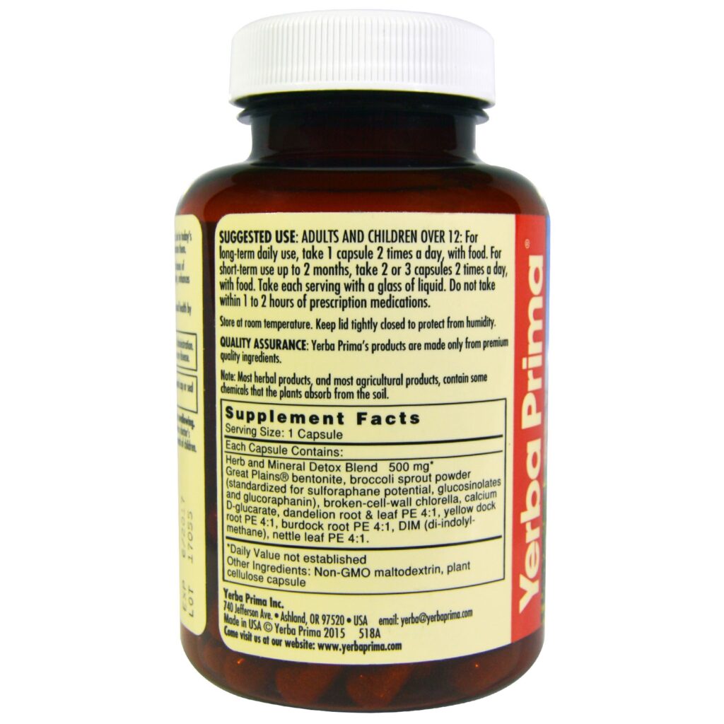 Yerba Prima, Bentonita dos Grandes Planaltos e Desintoxicação Herbácea, 60 Cápsulas - Imagem 2