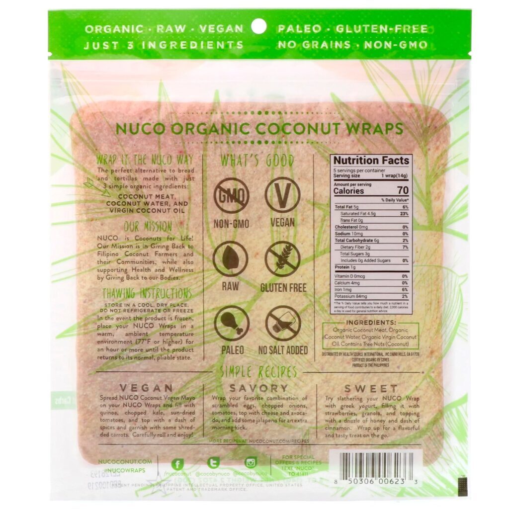 NUCO, Embalagens de Coco Orgânico, Original, 5 Embalagens (14 g) cada - Imagem 2