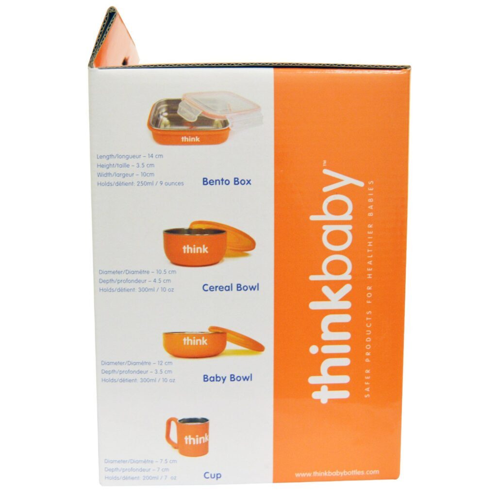 Think, Thinkbabi, O Conjunto de Alimentação Completamente Livre de BPA, Laranja, 1 Conjunto - Imagem 3