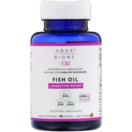 Enzymedica, Aqua Biome, Fish Oil + Digestive Relief, Lemon Flavor, 1,200 mg, 60 Softgels - Image 3