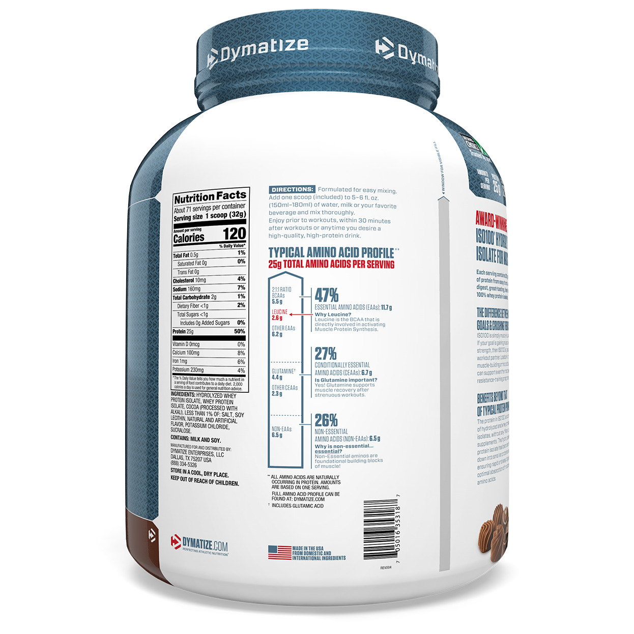 Dymatize Nutrition, Hidrolisado ISO100, Isolado Proteico de Soro de Leite 100%, Chocolate Gourmet, 2,3 kg (5 lb) - Imagem 2
