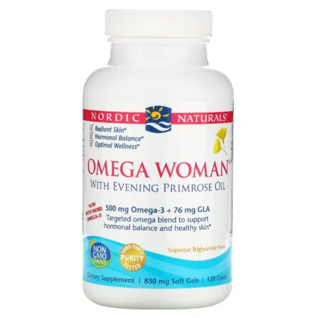 Nordic Naturals, Omega Woman with Evening Primrose Oil, 830 mg, 120 Soft Gels - Image 3