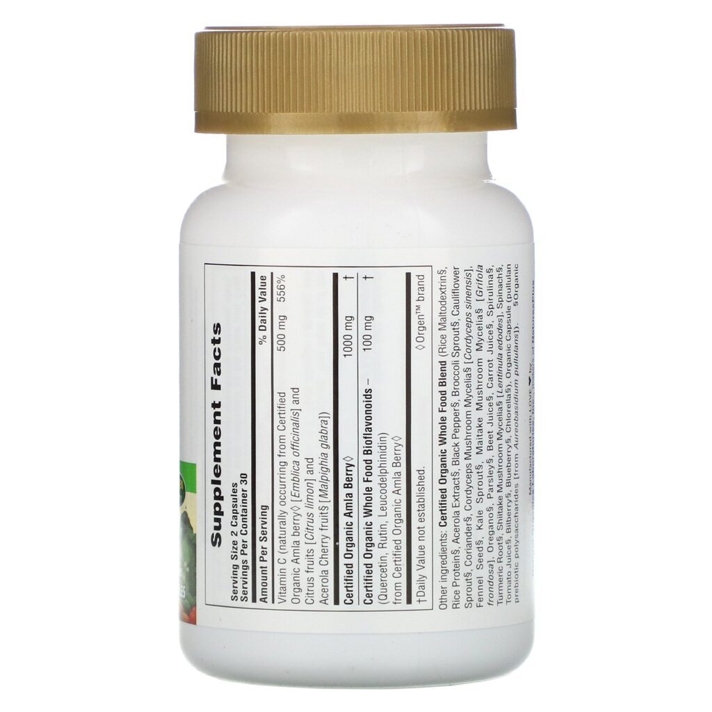 Nature's Plus, Source of Life Garden, Certified Organic Vitamin C, 60 Vegan Capsules - Imagem 2