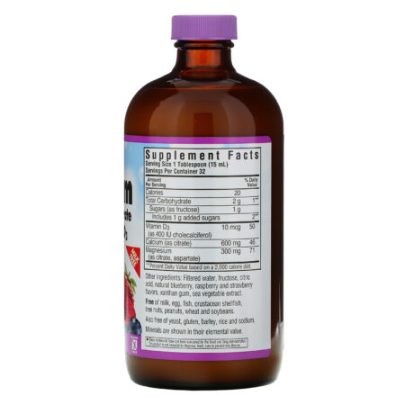 Bluebonnet Nutrition, Cálcio Líquido, Citrato de Magnésio + Vitamina D3, Sabor Natural de Frutas Vermelhas, 16 fl. oz. (472 ml) - Image 2