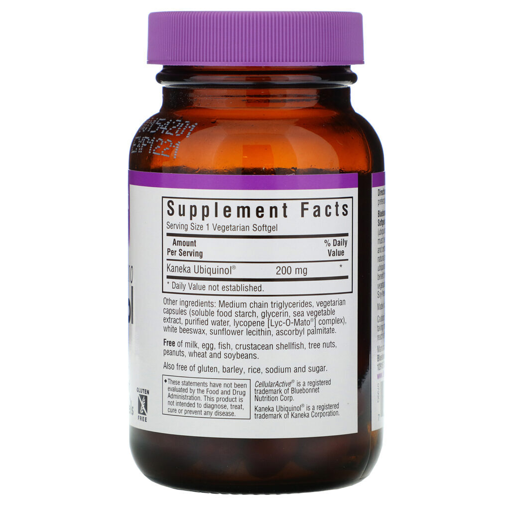 Bluebonnet Nutrition, CellullarActive CoQ10, Ubiquinol, 200 mg, 60 Cápsulas Softgel Vegetarianas - Imagem 2