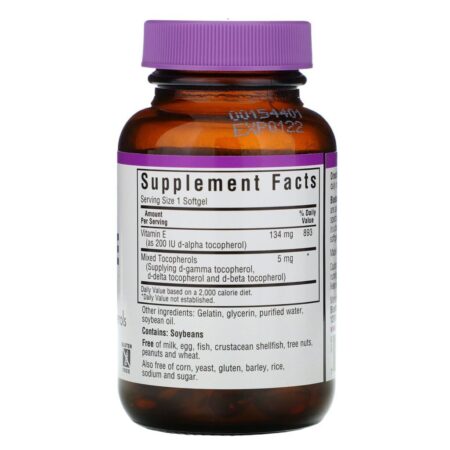 Bluebonnet Nutrition, Vitamina E, 200 UI, 100 Softgels - Imagem 2